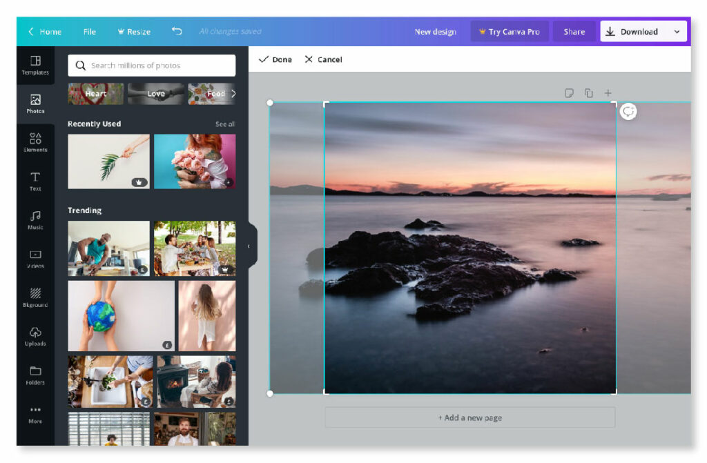 CANVA Interface