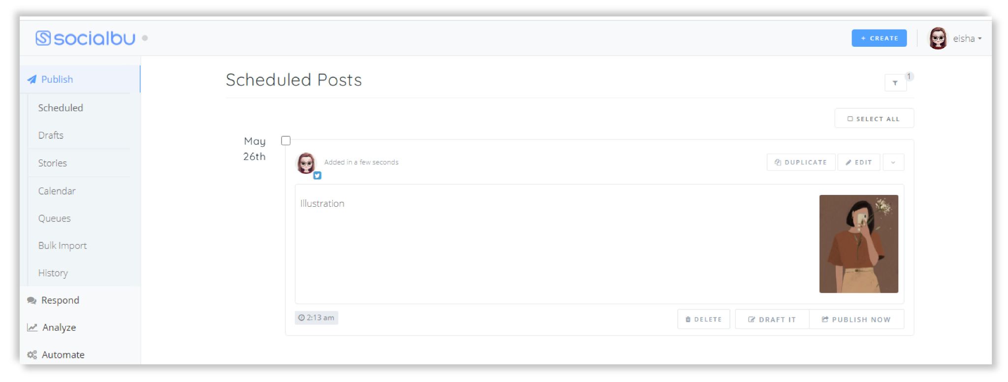 SocialBu for Instagram Story scheduling