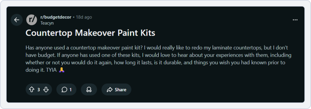 reddit post on the subreddit r/budget-decor