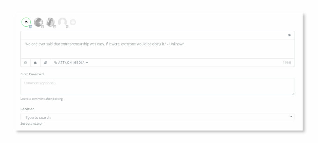 Adding Location with SocialBu on Instagram