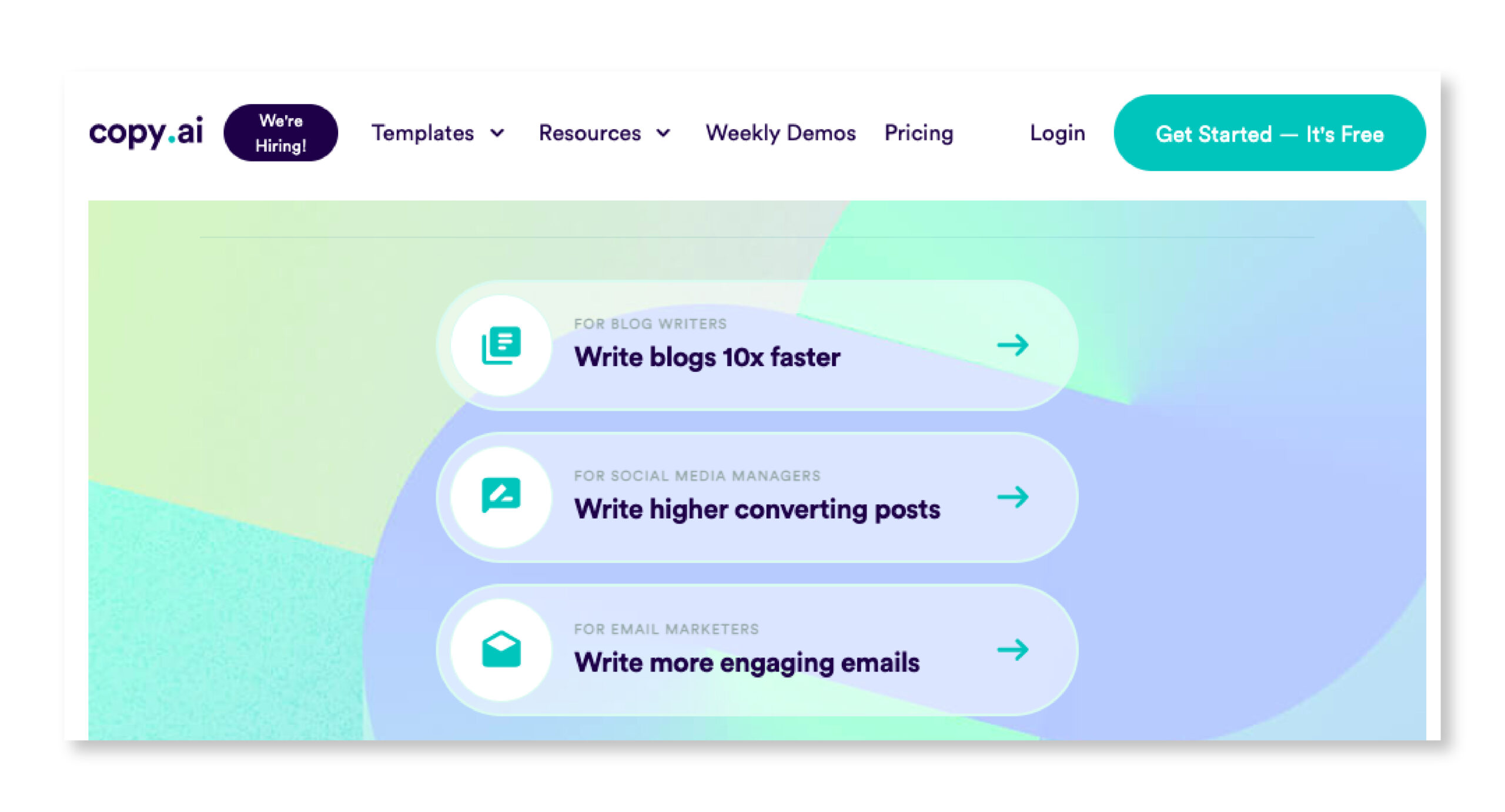 content creation tool - copy.ai
