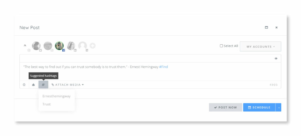 SocialBu Hashtag Feature