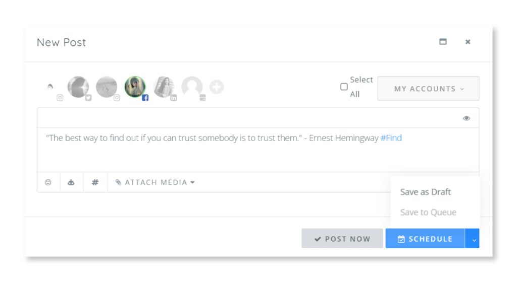 Drafting the Facebook post