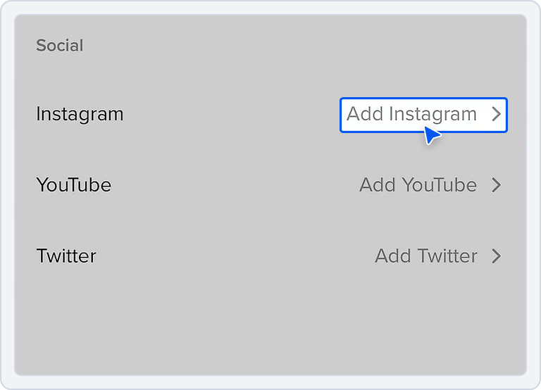 Image showing opton to"add Instagram"