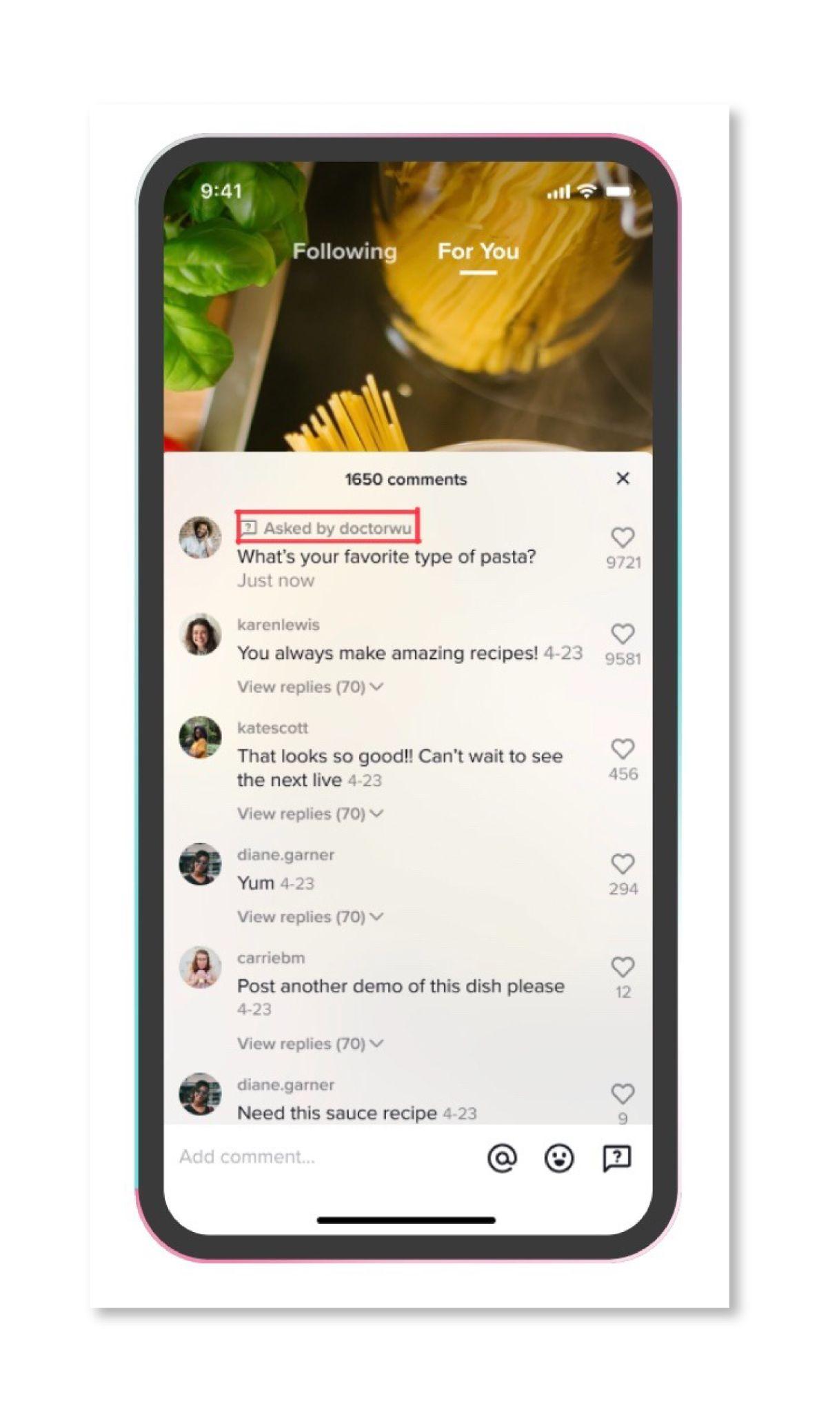 Q&A comments for TikTok