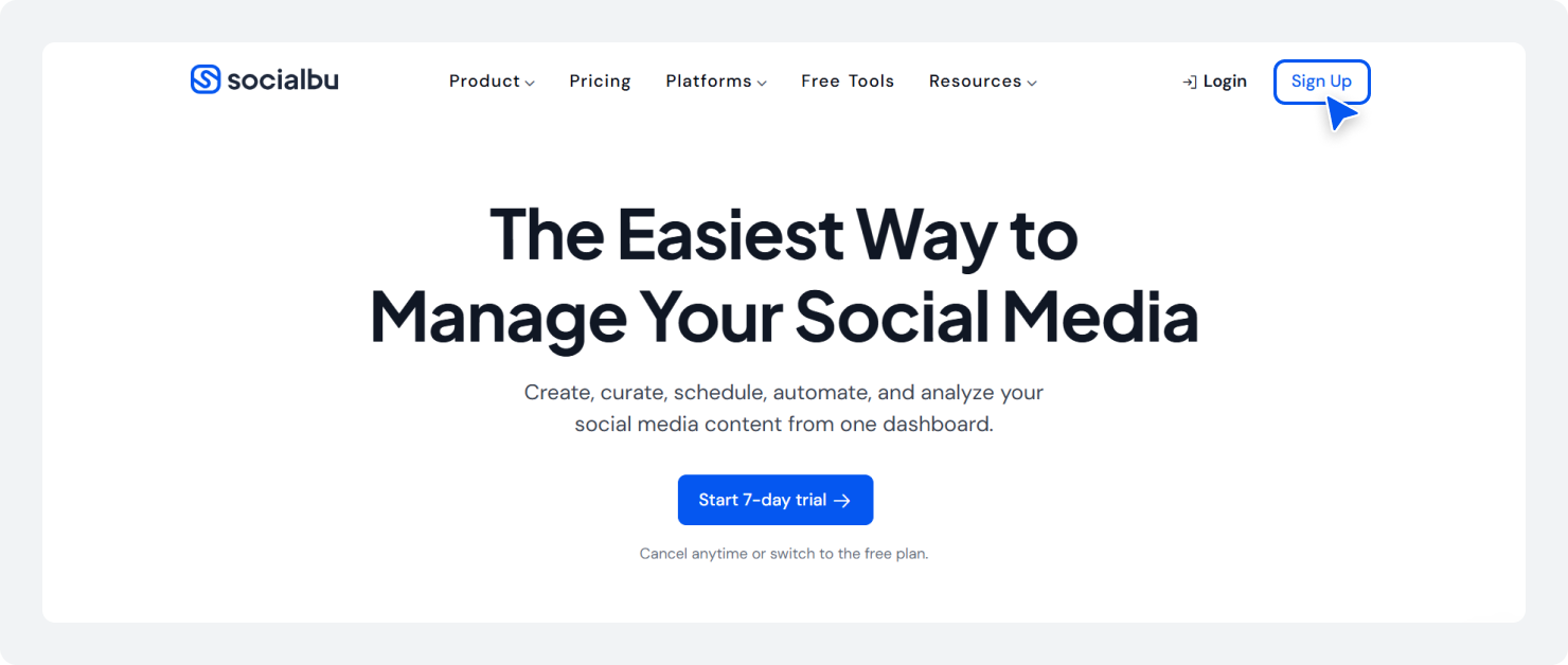 Create an Account on SocialBu: Sign Up