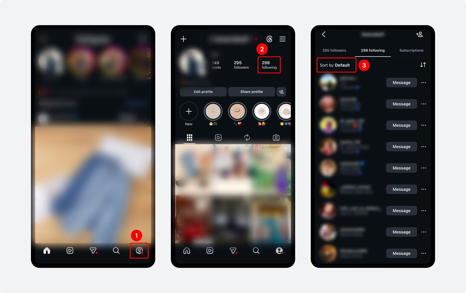 Check & Sort Following List on Instagram