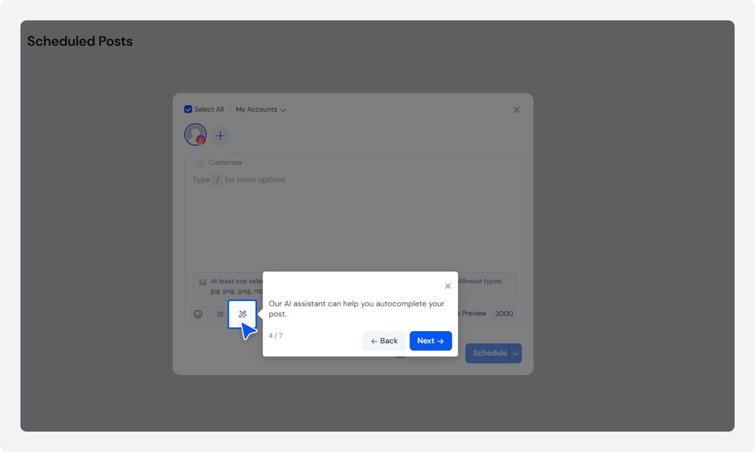 Generate content using the SocialBu AI content generator.