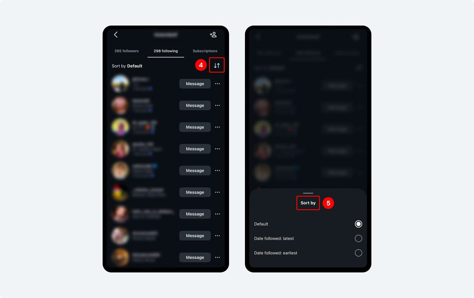 Check & Sort Following List on Instagram