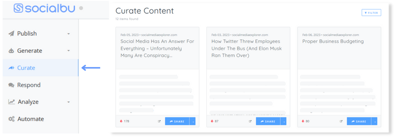 Curate content - SocialBu in 2023
