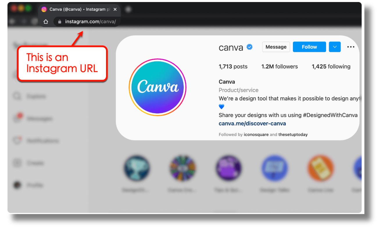 Instagram profile URL