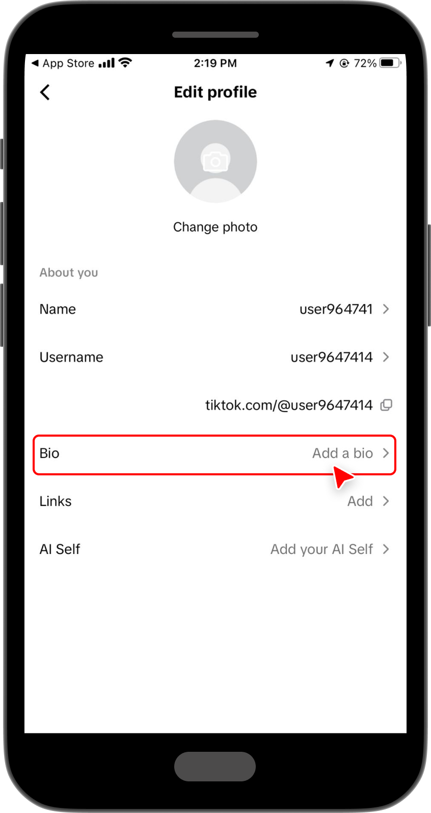 changing TikTok Bio