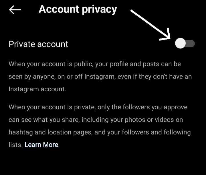 set your account to private