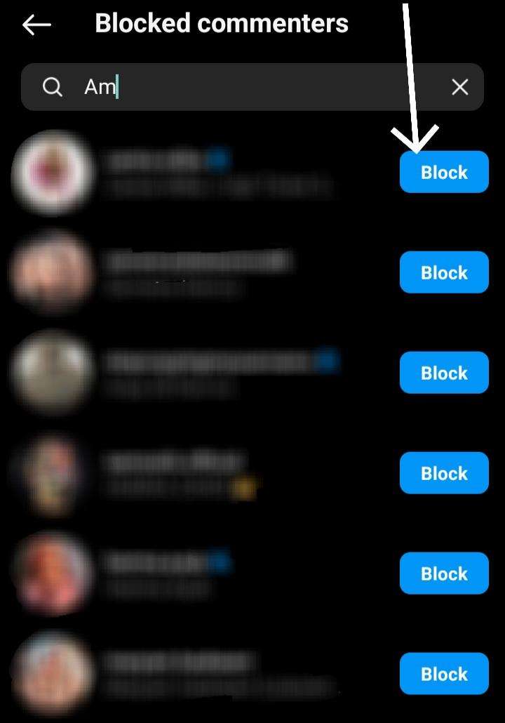 Block comments on Instagram