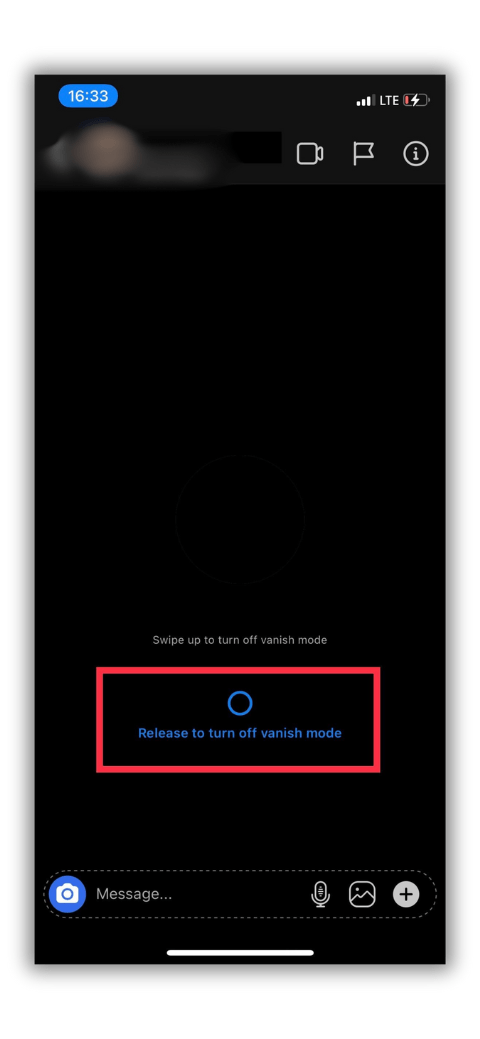 " Release to turn off Vanish Mode "