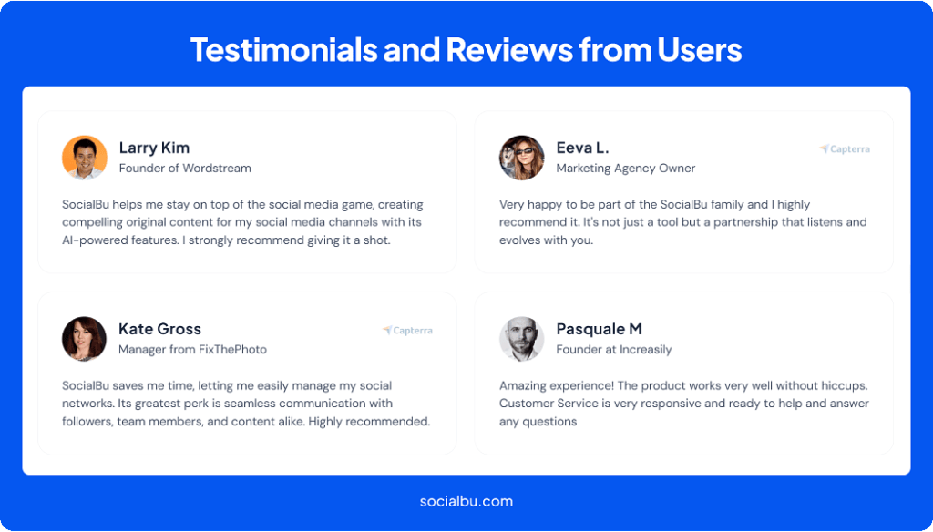 Testimonials and Reviews from Users