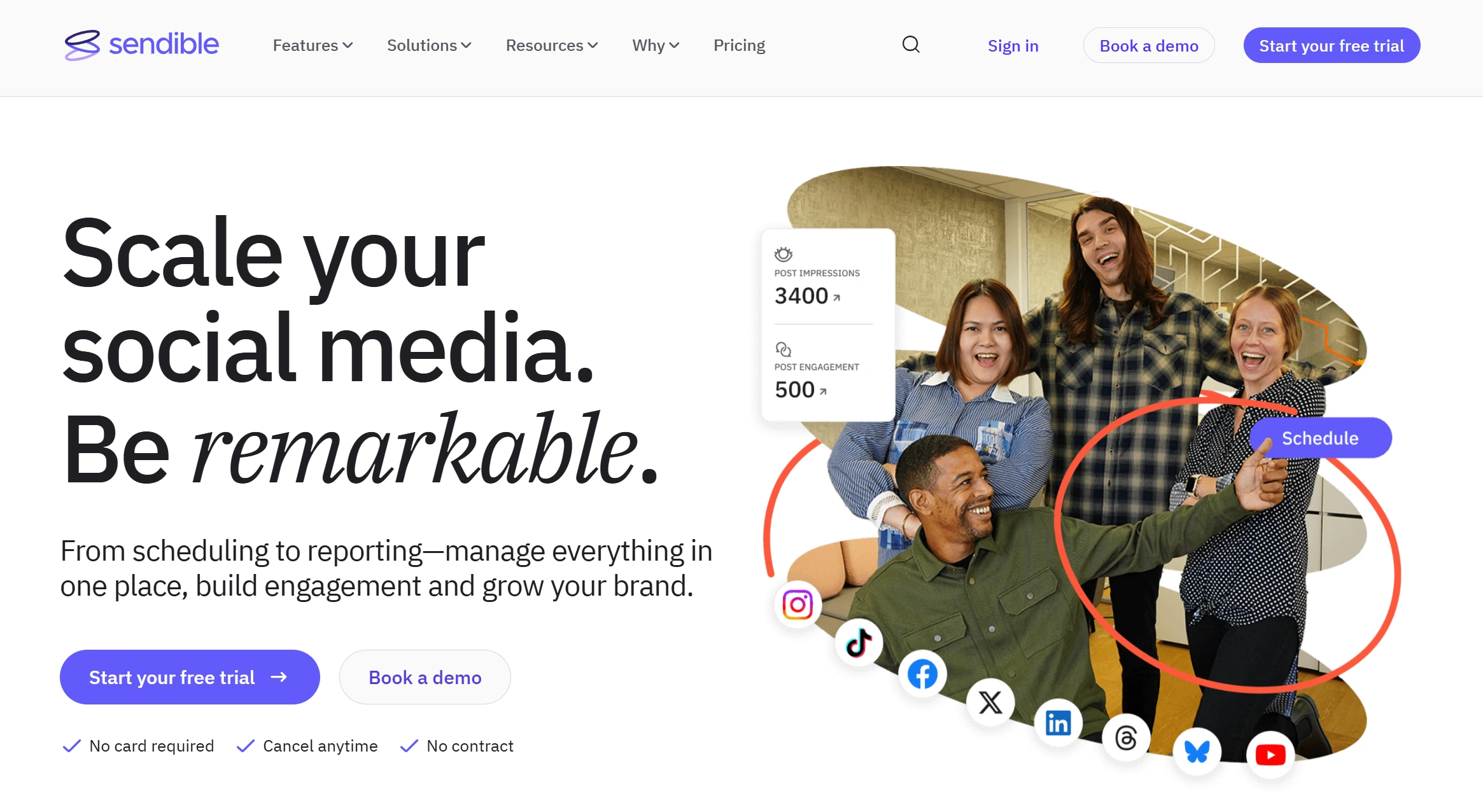 Landing page image of Sendible