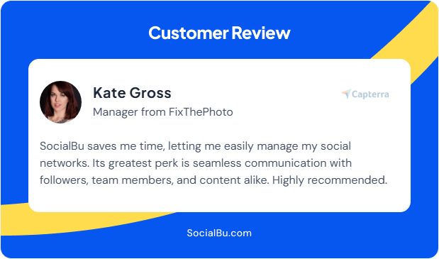 positive customer review for using socialbu