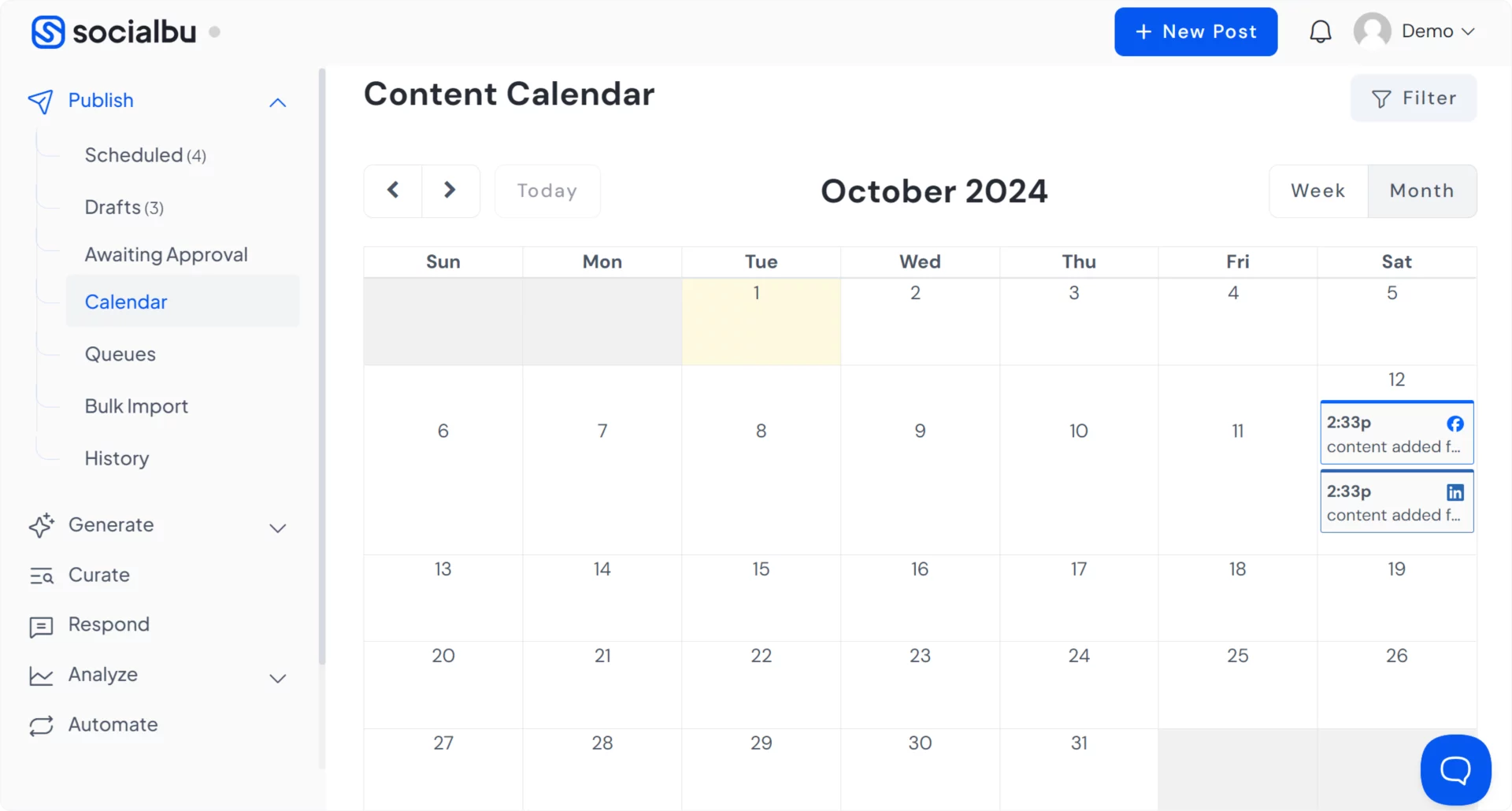 SocialBu's Social Calendar 