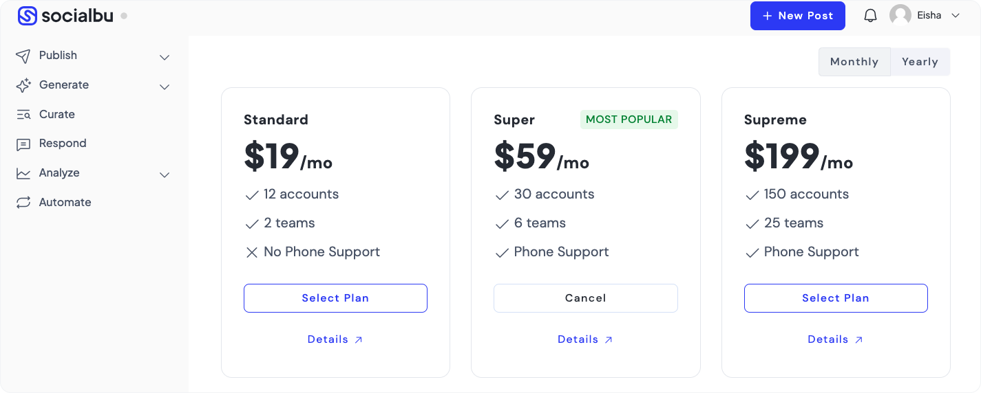 Socialbu pricing