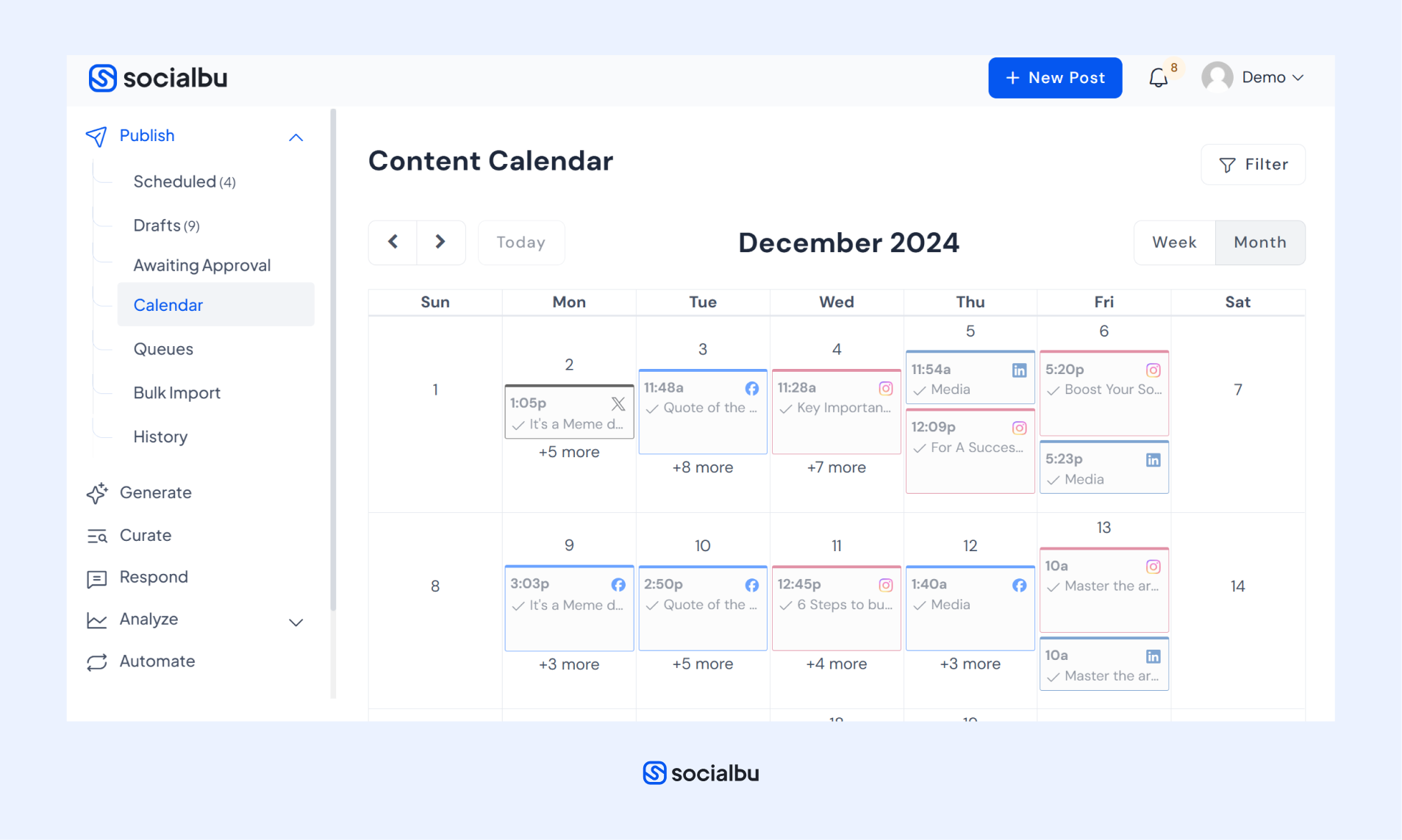 SocialBu Content Calendar