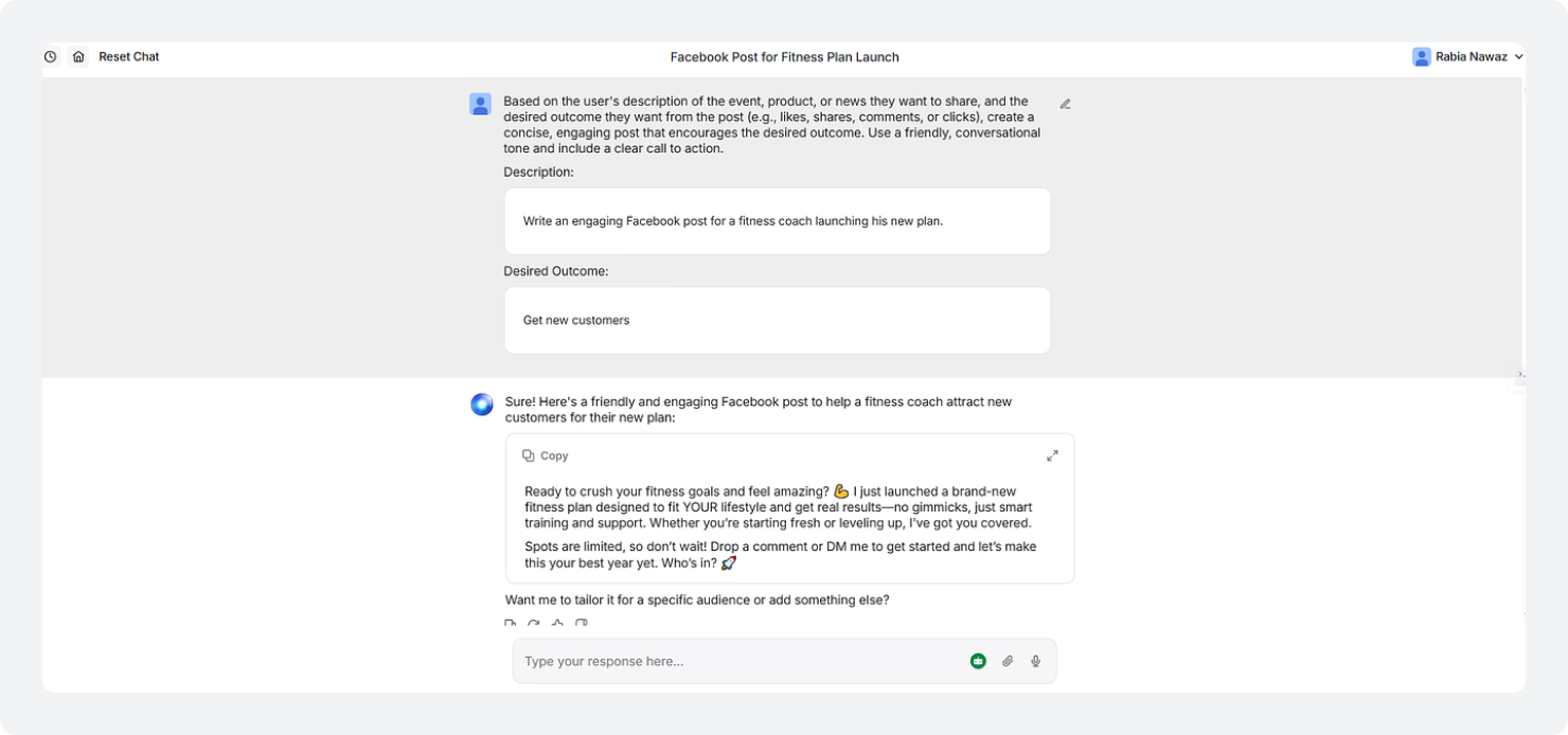 LogicBalls’ AI Facebook post generator Post Example 