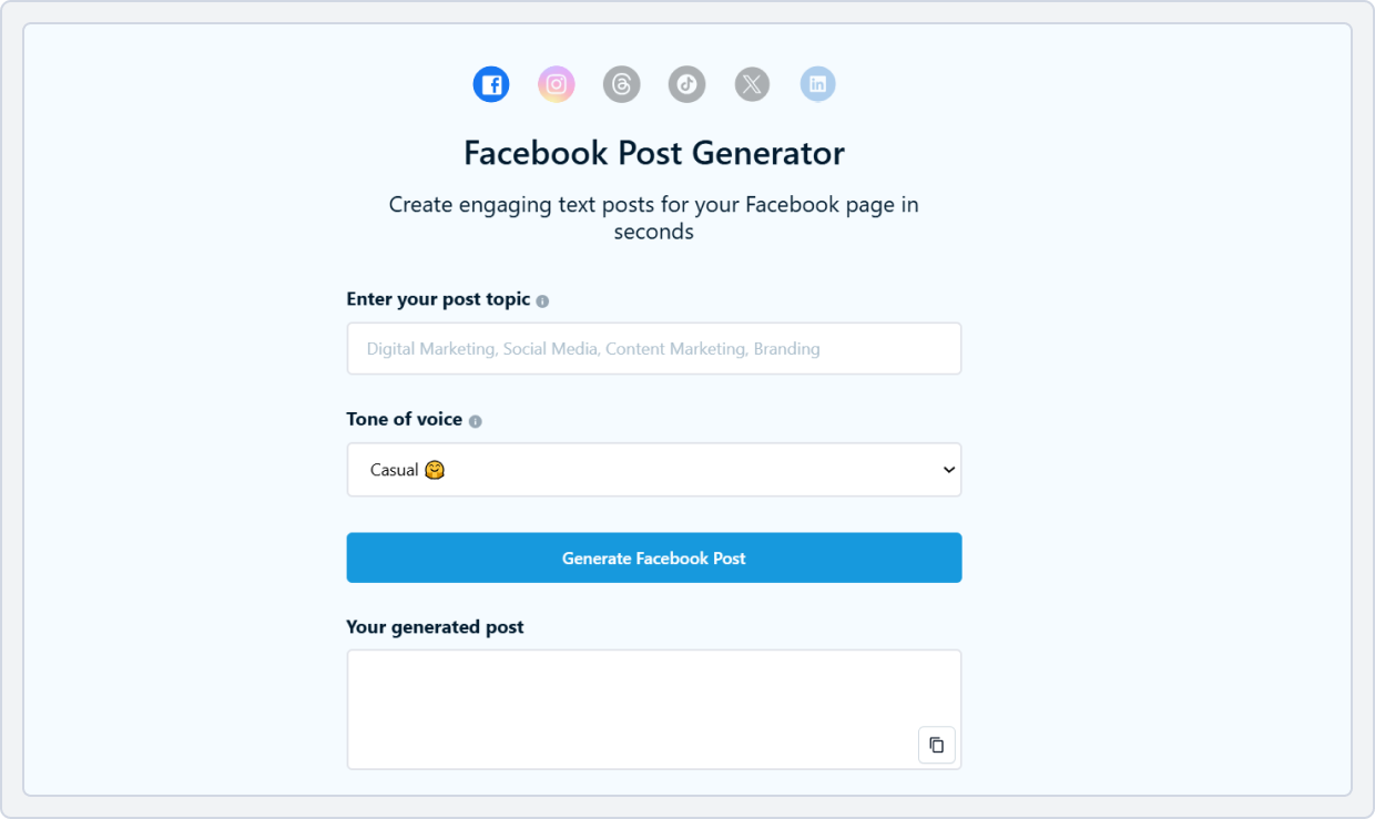 Mention’s Facebook Post generator