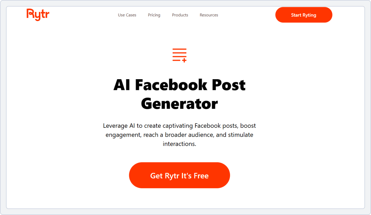 Rytr Facebook post generator