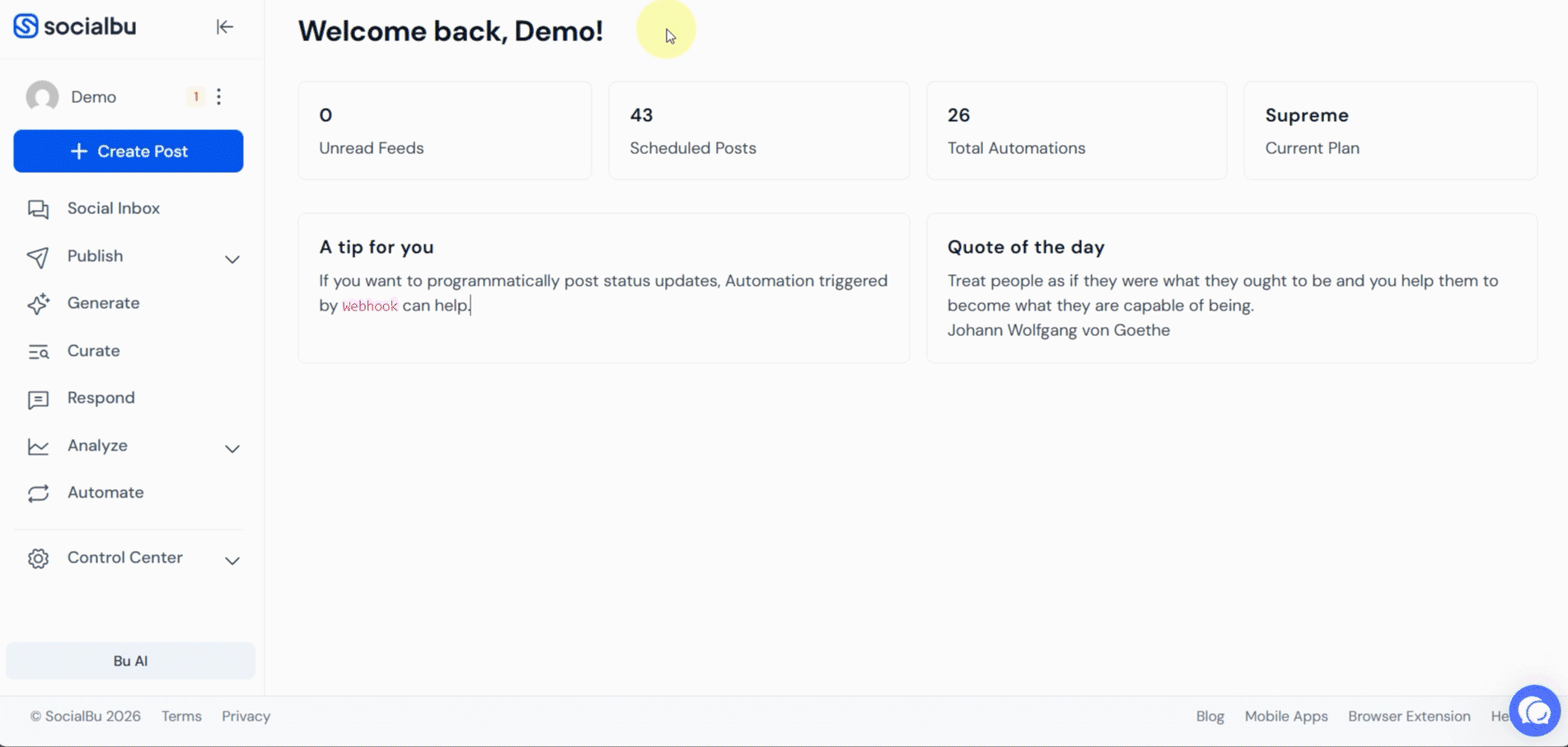 SocialBu Content Calendar