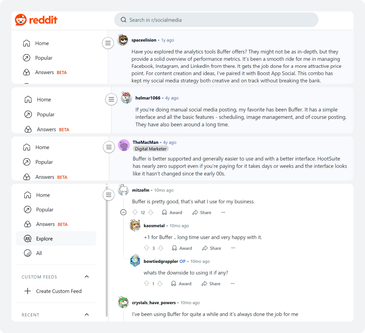 Buffer Reddit Threads