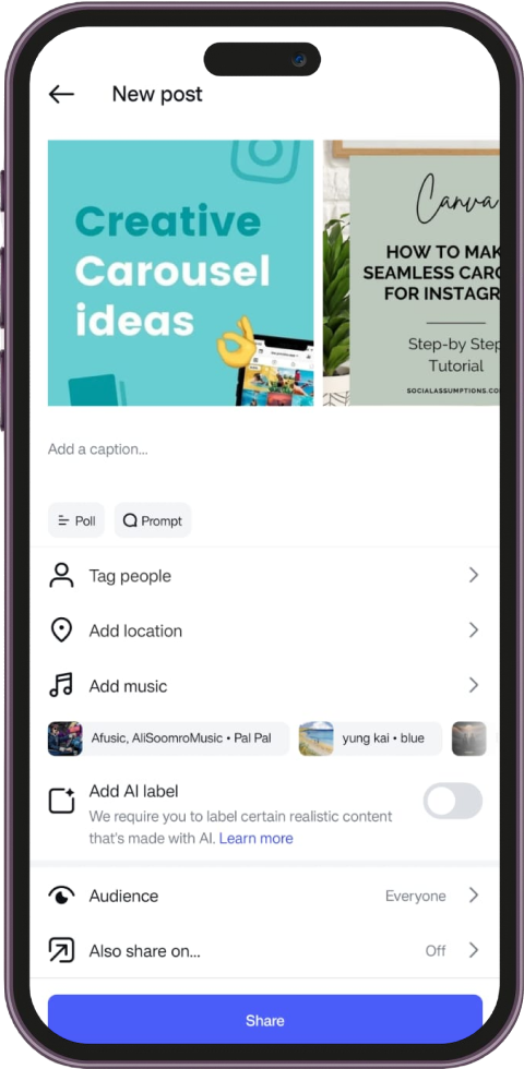 Add Captions, Hashtags, and Alt Text to your Carousels