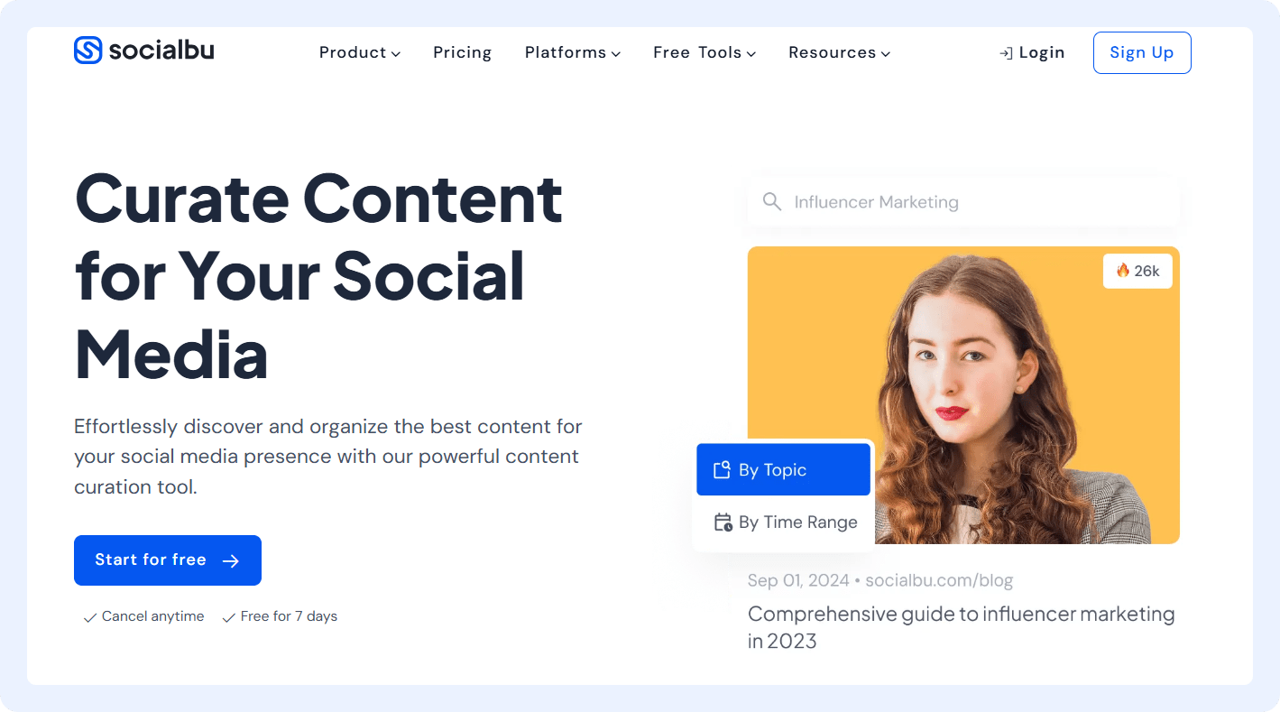 SocialBu's AI Content Curation Feature