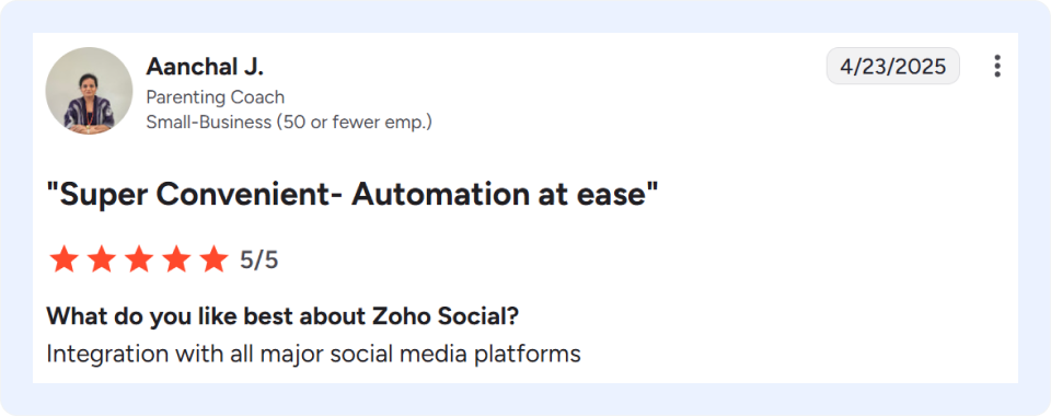 Zoho Social Reviews