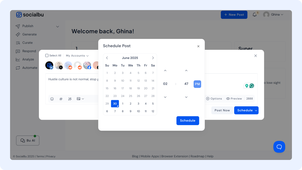 Schedule LinkedIn Posts Using SocialBu