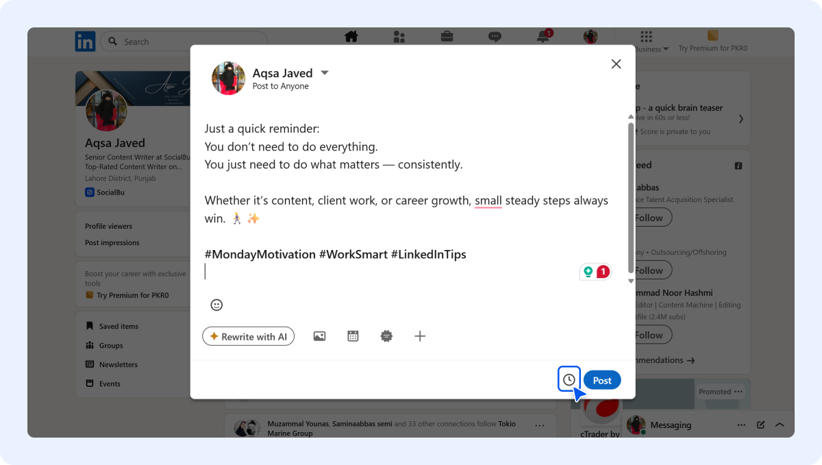 Schedule LinkedIn Posts with LinkedIn’s Scheduling Feature