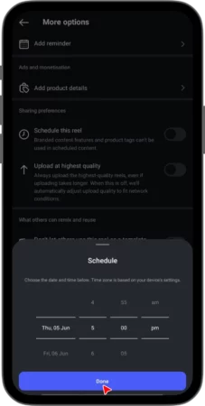 Schedule Instagram Reel