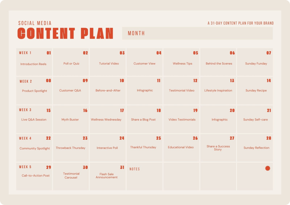 Canva Social Media Content Calendar Template