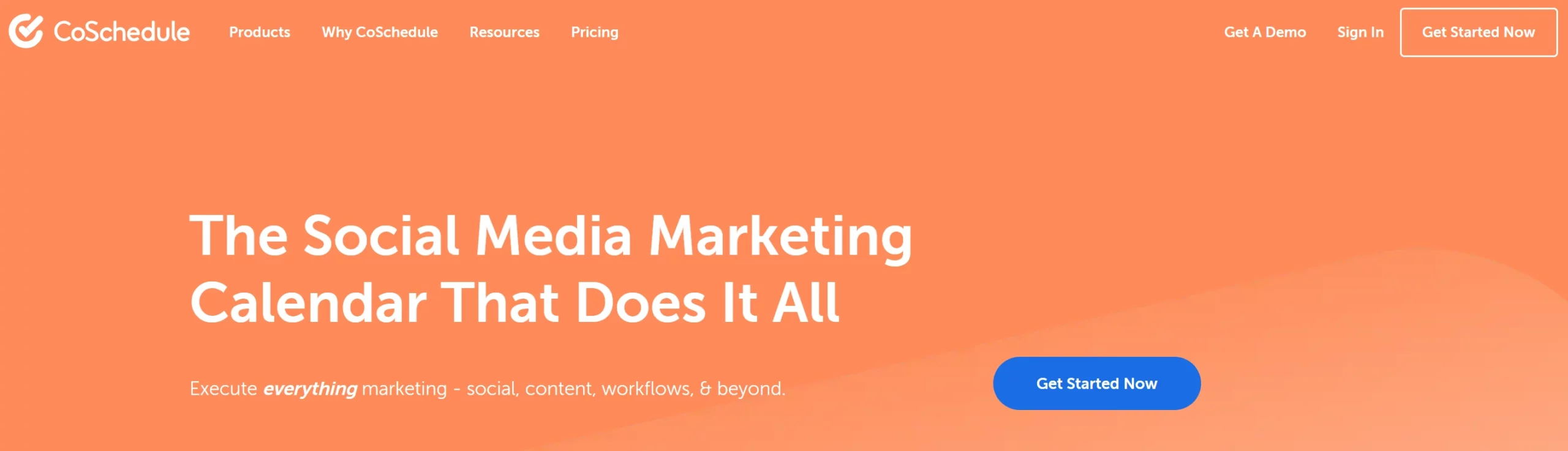 Screenshot of social media management tool CoSchedule landing page