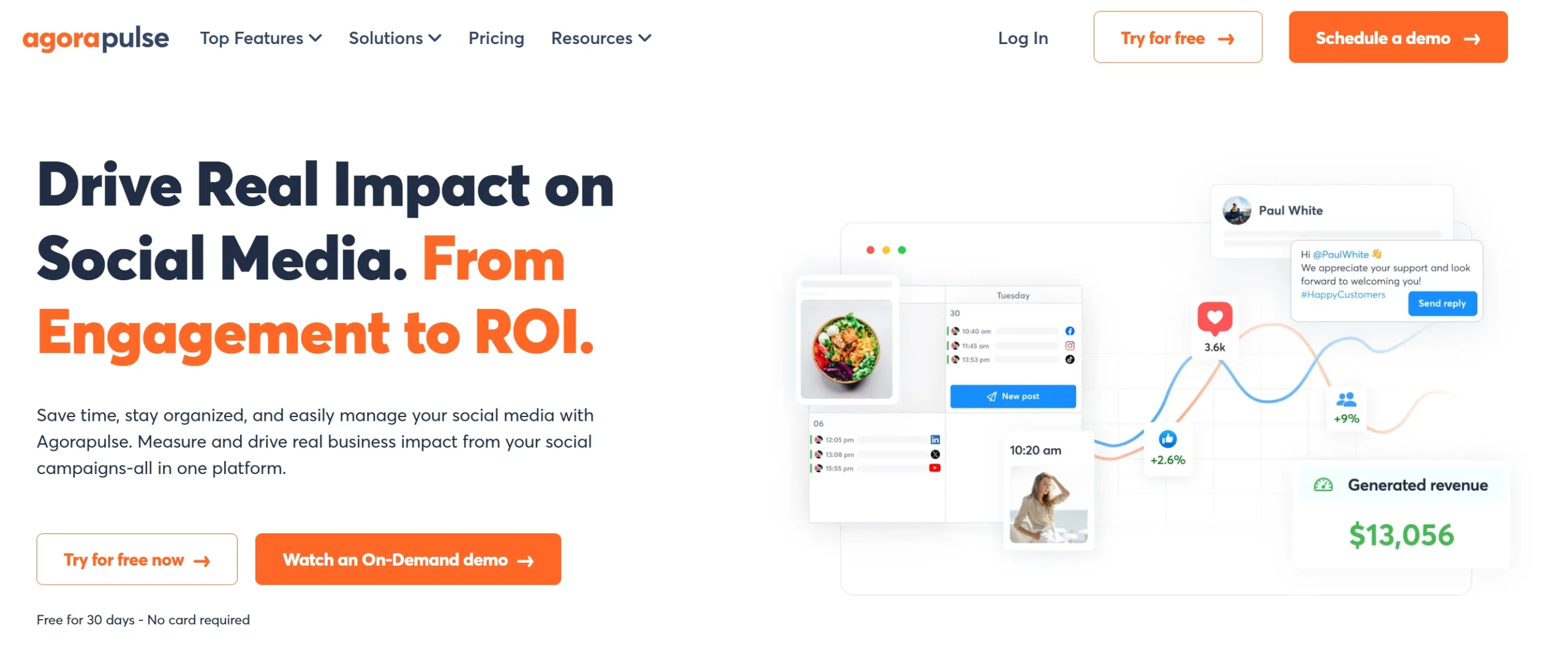 Screenshot of Agorapulse landing page