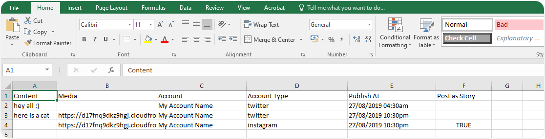 Bulk upload your content with CSV file on SocialBu
