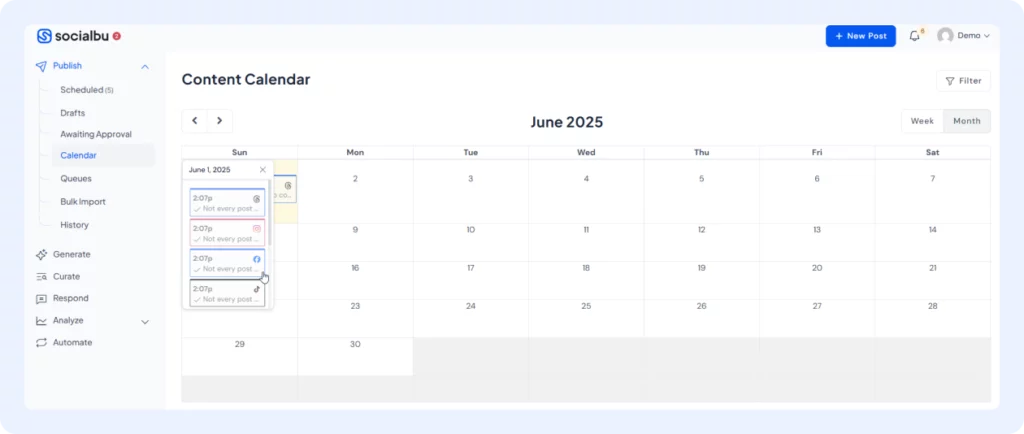 Social Media content calender