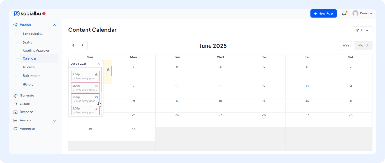 Social Media content calender