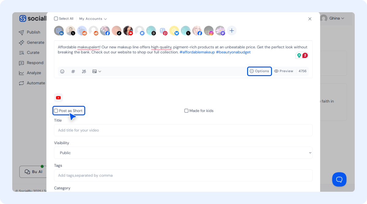 Best Time To Post YouTube Shorts using SocialBu