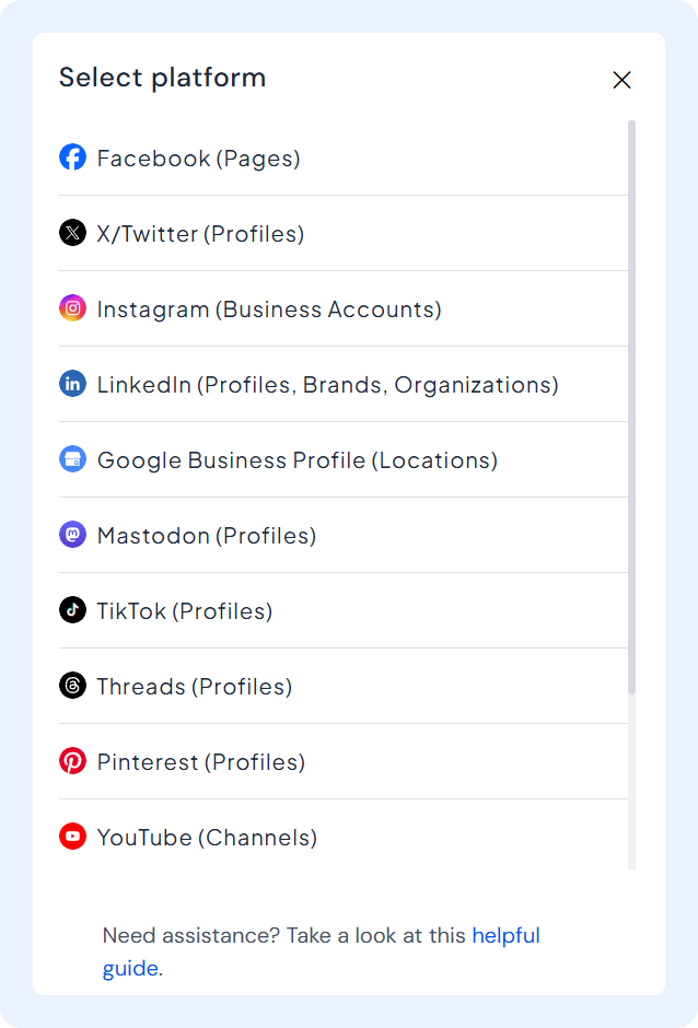 Connect accounts on SocialBu