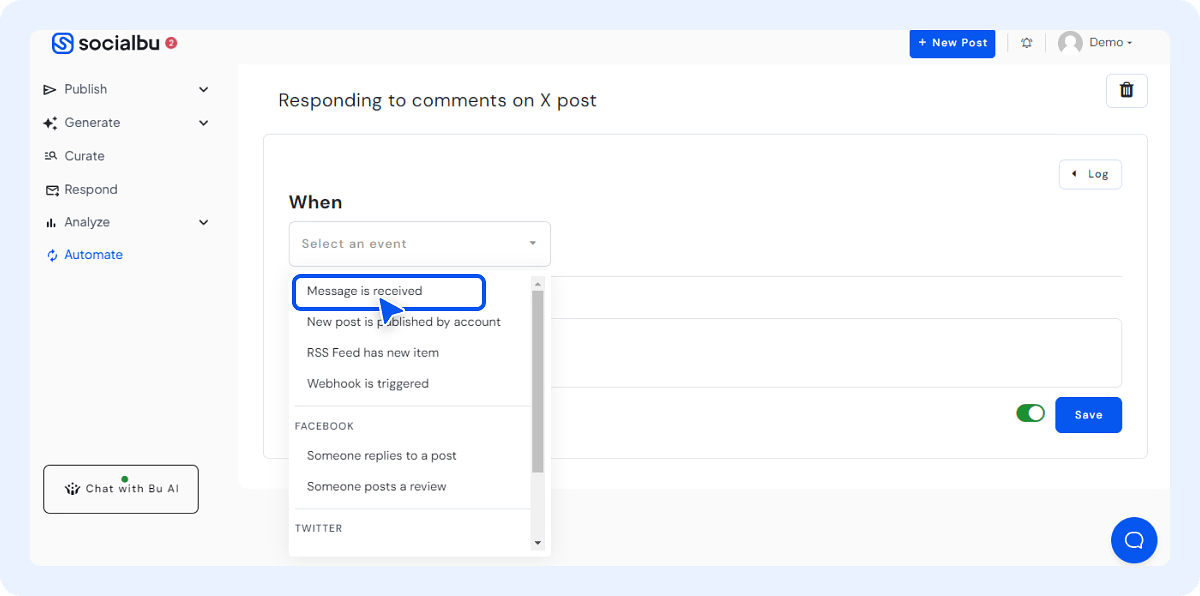 Choose a Trigger Event