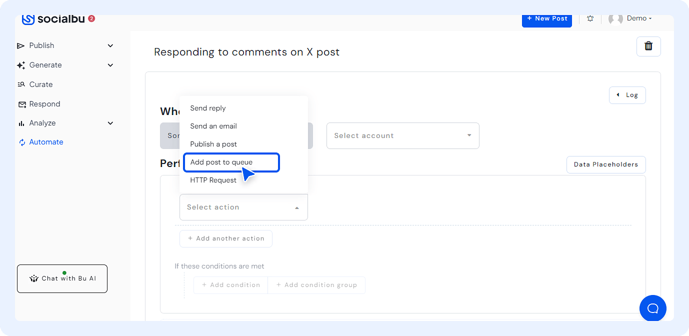 Configure Action Details