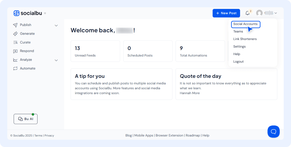 Access Your Connected Social Accounts 