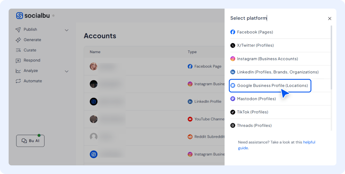 Choose Google Business Profile