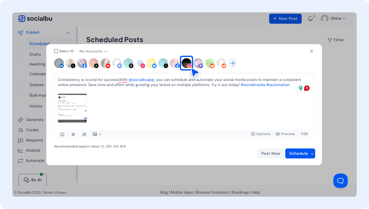 Schedule Instagram Stories Using SocialBu
