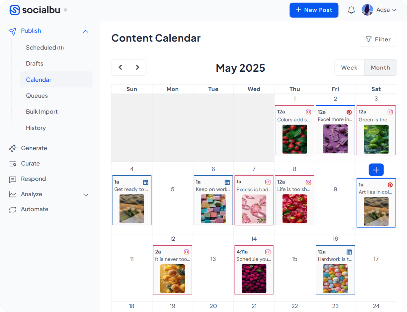 SocialBu Content Calendar